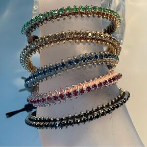 NEW - Leather and Crystal Chain Bracelets